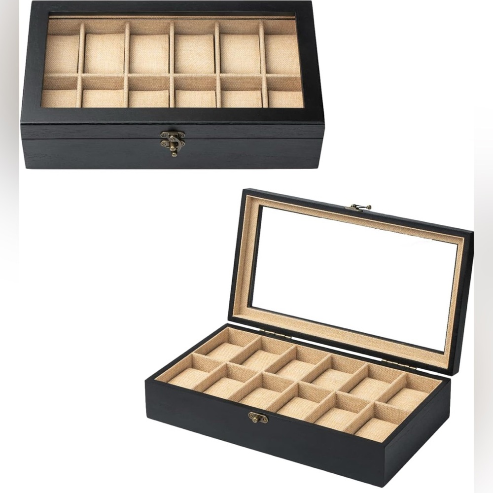 Elegant Black Watch Organizer